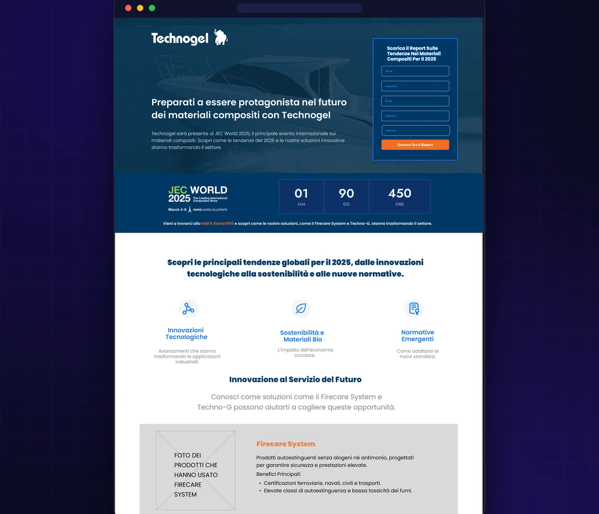Technogel landing page